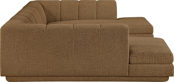 Meridian Furniture Modari Channel Tufted Chenille Modular Sectional Sofa for Contemporary Living Rooms 143Brown-Sec3C