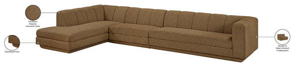 Meridian Furniture Modari Channel Tufted Chenille Modular Sectional for Living Room or Media Lounge 143Brown-Sec3D
