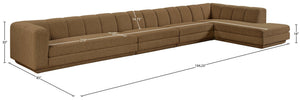 Meridian Furniture Modari Channel Tufted Chenille Four Piece Modular Sectional for Modern Living Rooms 143Brown-Sec4A