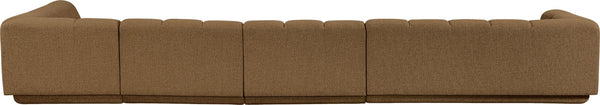 Meridian Furniture Modari Channel Tufted Chenille Four Piece Modular Sectional for Modern Living Rooms 143Brown-Sec4A