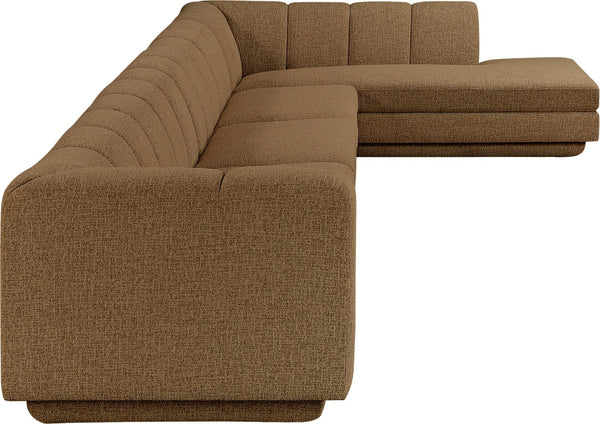 Meridian Furniture Modari Channel Tufted Chenille Four Piece Modular Sectional for Modern Living Rooms 143Brown-Sec4A