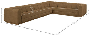 Meridian Furniture Modari Chenille Blend Channel Tufted Modular Sectional for Modern Living Rooms 143Brown-Sec4B