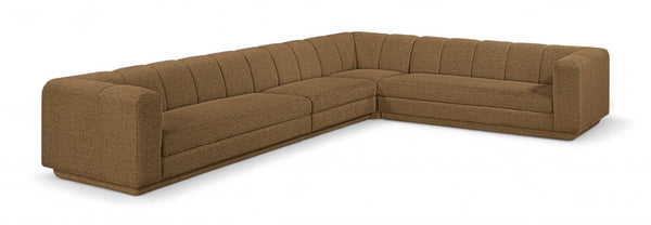 Meridian Furniture Modari Chenille Blend Channel Tufted Modular Sectional for Modern Living Rooms 143Brown-Sec4B