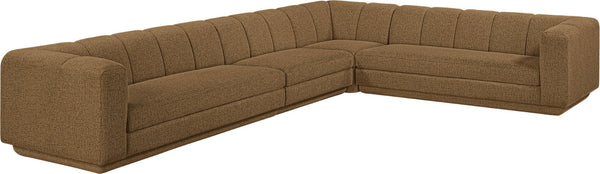 Meridian Furniture Modari Chenille Blend Channel Tufted Modular Sectional for Modern Living Rooms 143Brown-Sec4B