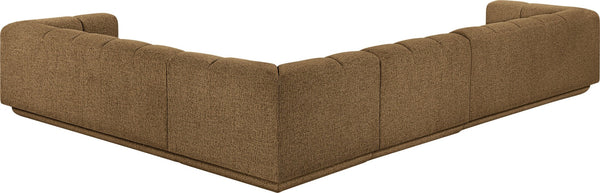 Meridian Furniture Modari Chenille Blend Channel Tufted Modular Sectional for Modern Living Rooms 143Brown-Sec4B