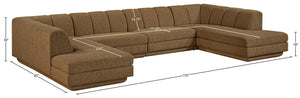 Meridian Furniture Modari Chenille Modular Sectional with Channel Tufting for Contemporary Living Rooms 143Brown-Sec4C