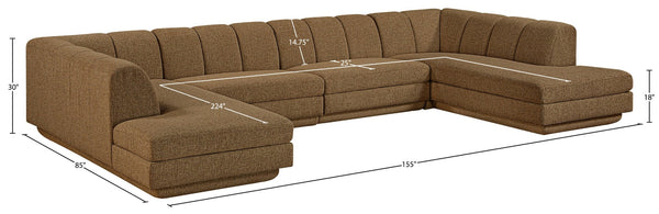 Meridian Furniture Modari Chenille Modular Sectional with Channel Tufting for Contemporary Living Rooms 143Brown-Sec4C