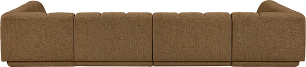 Meridian Furniture Modari Chenille Modular Sectional with Channel Tufting for Contemporary Living Rooms 143Brown-Sec4C