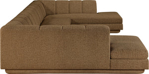 Meridian Furniture Modari Chenille Modular Sectional with Channel Tufting for Contemporary Living Rooms 143Brown-Sec4C