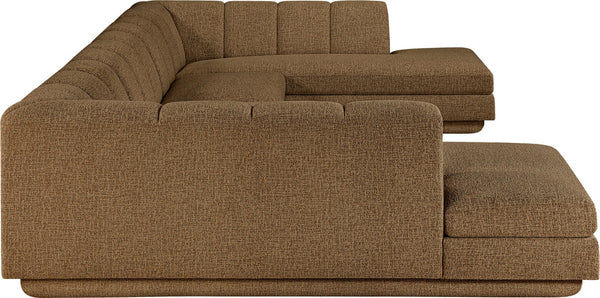 Meridian Furniture Modari Chenille Modular Sectional with Channel Tufting for Contemporary Living Rooms 143Brown-Sec4C