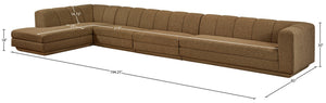 Meridian Furniture Modari Channel Tufted Four Piece Modular Sectional in Chenille Woven Brown Polyester 143Brown-Sec4D