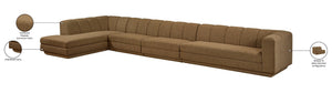 Meridian Furniture Modari Channel Tufted Four Piece Modular Sectional in Chenille Woven Brown Polyester 143Brown-Sec4D