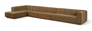 Meridian Furniture Modari Channel Tufted Four Piece Modular Sectional in Chenille Woven Brown Polyester 143Brown-Sec4D