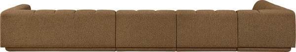 Meridian Furniture Modari Channel Tufted Four Piece Modular Sectional in Chenille Woven Brown Polyester 143Brown-Sec4D