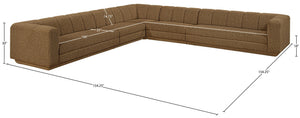 Meridian Furniture Modari Channel Tufted Chenille Modular Sectional Five Piece Living Room Sofa Set 143Brown-Sec5A