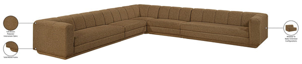 Meridian Furniture Modari Channel Tufted Chenille Modular Sectional Five Piece Living Room Sofa Set 143Brown-Sec5A