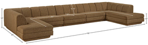 Meridian Furniture Modari Five Piece Chenille Sectional with Channel Tufting for Modern Living Rooms 143Brown-Sec5B