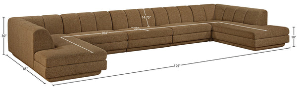 Meridian Furniture Modari Five Piece Chenille Sectional with Channel Tufting for Modern Living Rooms 143Brown-Sec5B