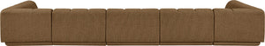 Meridian Furniture Modari Five Piece Chenille Sectional with Channel Tufting for Modern Living Rooms 143Brown-Sec5B
