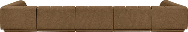 Meridian Furniture Modari Five Piece Chenille Sectional with Channel Tufting for Modern Living Rooms 143Brown-Sec5B