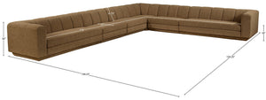 Meridian Furniture Modari Six Piece Modular Sectional Chenille Channel Tufted Contemporary Living Room Sofa 143Brown-Sec6A