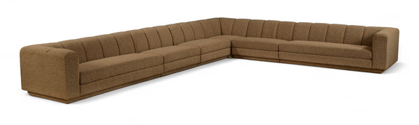 Meridian Furniture Modari Six Piece Modular Sectional Chenille Channel Tufted Contemporary Living Room Sofa 143Brown-Sec6A