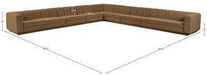 Meridian Furniture Modari Chenille Sectional 7 Piece Modular Sofa with Channel Tufting for Living Room 143Brown-Sec7A