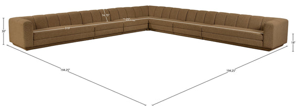 Meridian Furniture Modari Chenille Sectional 7 Piece Modular Sofa with Channel Tufting for Living Room 143Brown-Sec7A