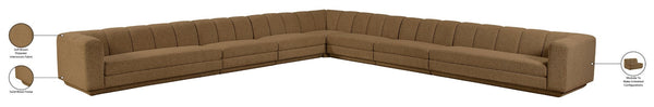 Meridian Furniture Modari Chenille Sectional 7 Piece Modular Sofa with Channel Tufting for Living Room 143Brown-Sec7A