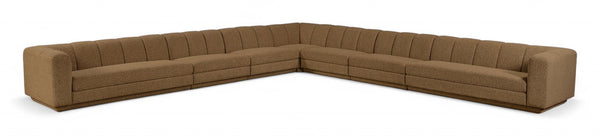 Meridian Furniture Modari Chenille Sectional 7 Piece Modular Sofa with Channel Tufting for Living Room 143Brown-Sec7A
