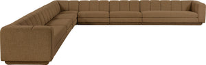 Meridian Furniture Modari Chenille Sectional 7 Piece Modular Sofa with Channel Tufting for Living Room 143Brown-Sec7A