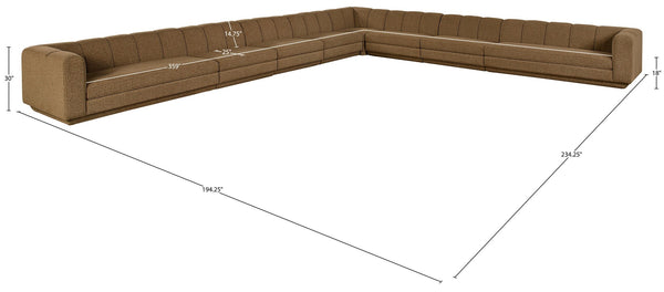 Meridian Furniture Modari Chenille Textured 8 Piece Modular Sectional with Channel Tufted Back 143Brown-Sec8A