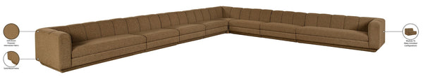 Meridian Furniture Modari Chenille Textured 8 Piece Modular Sectional with Channel Tufted Back 143Brown-Sec8A