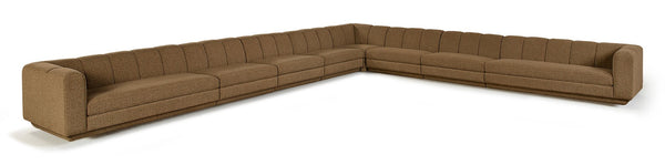 Meridian Furniture Modari Chenille Textured 8 Piece Modular Sectional with Channel Tufted Back 143Brown-Sec8A
