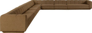 Meridian Furniture Modari Chenille Textured 8 Piece Modular Sectional with Channel Tufted Back 143Brown-Sec8A