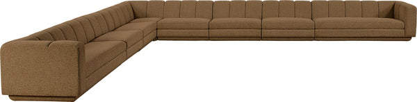 Meridian Furniture Modari Chenille Textured 8 Piece Modular Sectional with Channel Tufted Back 143Brown-Sec8A