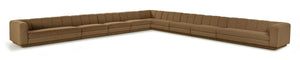 Meridian Furniture Modari Nine Piece Modular Sectional Chenille Fabric Channel Tufted Living Room Sofa 143Brown-Sec9A