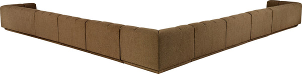 Meridian Furniture Modari Nine Piece Modular Sectional Chenille Fabric Channel Tufted Living Room Sofa 143Brown-Sec9A