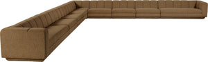 Meridian Furniture Modari Nine Piece Modular Sectional Chenille Fabric Channel Tufted Living Room Sofa 143Brown-Sec9A