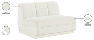 Meridian Furniture Modari Channel Tufted Armless Modular Chair Chenille Upholstered for Modern Living Room Cream 143Cream-Armless