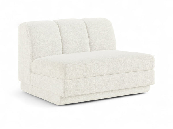 Meridian Furniture Modari Channel Tufted Armless Modular Chair Chenille Upholstered for Modern Living Room Cream 143Cream-Armless