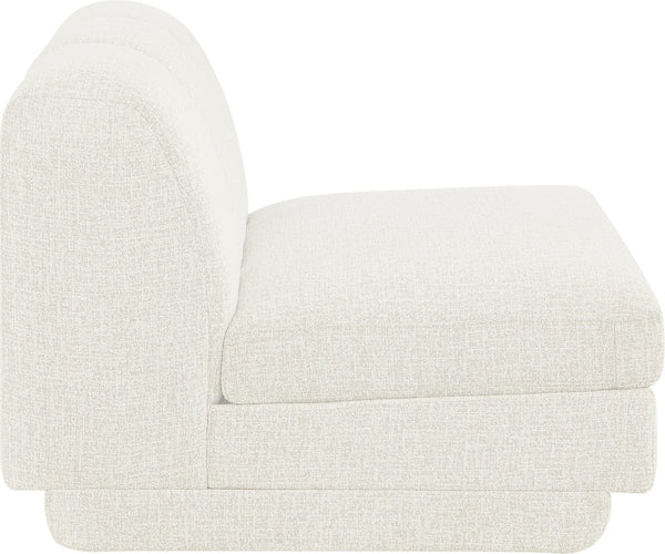 Meridian Furniture Modari Channel Tufted Armless Modular Chair Chenille Upholstered for Modern Living Room Cream 143Cream-Armless