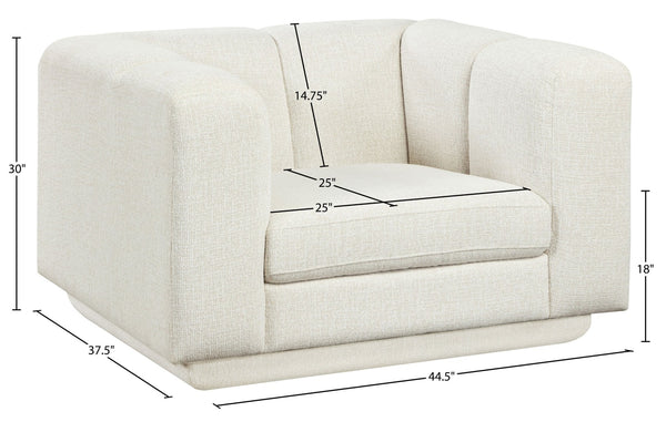 Meridian Furniture Modari Channel Tufted Chenille Accent Chair for Stylish Living Room Comfort and Decor Cream 143Cream-C