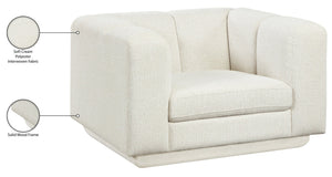 Meridian Furniture Modari Channel Tufted Chenille Accent Chair for Stylish Living Room Comfort and Decor Cream 143Cream-C