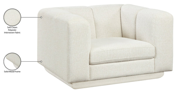 Meridian Furniture Modari Channel Tufted Chenille Accent Chair for Stylish Living Room Comfort and Decor Cream 143Cream-C