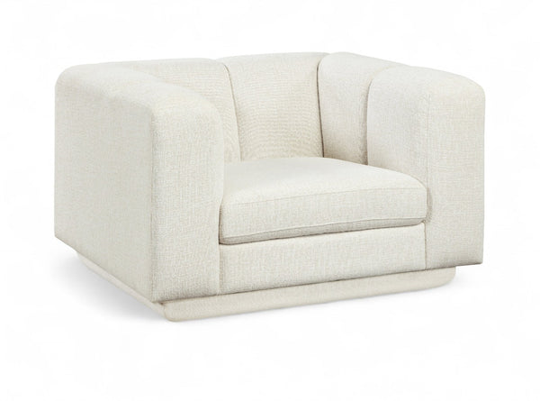 Meridian Furniture Modari Channel Tufted Chenille Accent Chair for Stylish Living Room Comfort and Decor Cream 143Cream-C