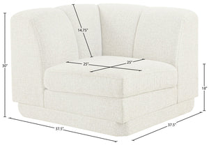 Meridian Furniture Modari Channel Tufted Chenille Corner Chair Modular Accent Seat for Living Room Sectional Cream 143Cream-Corner