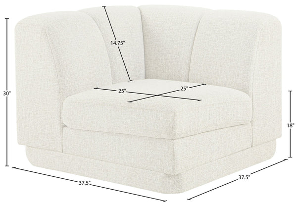 Meridian Furniture Modari Channel Tufted Chenille Corner Chair Modular Accent Seat for Living Room Sectional Cream 143Cream-Corner