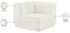 Meridian Furniture Modari Channel Tufted Chenille Corner Chair Modular Accent Seat for Living Room Sectional Cream 143Cream-Corner