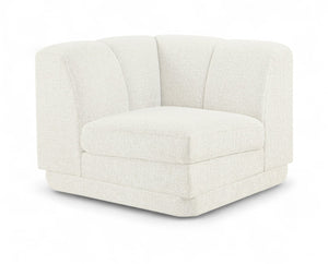 Meridian Furniture Modari Channel Tufted Chenille Corner Chair Modular Accent Seat for Living Room Sectional Cream 143Cream-Corner